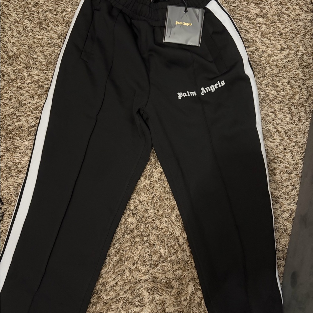 Palm Angels Black Joggers with White Stripes